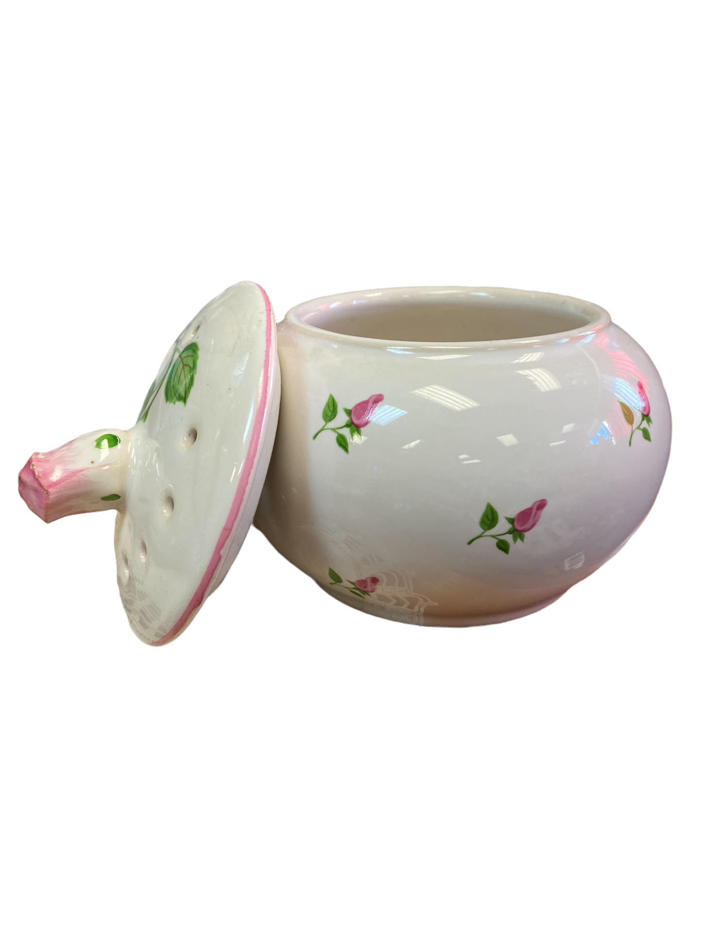 Vintage Teleflora Ceramic Rose Potpourri Pot Trinket Dish