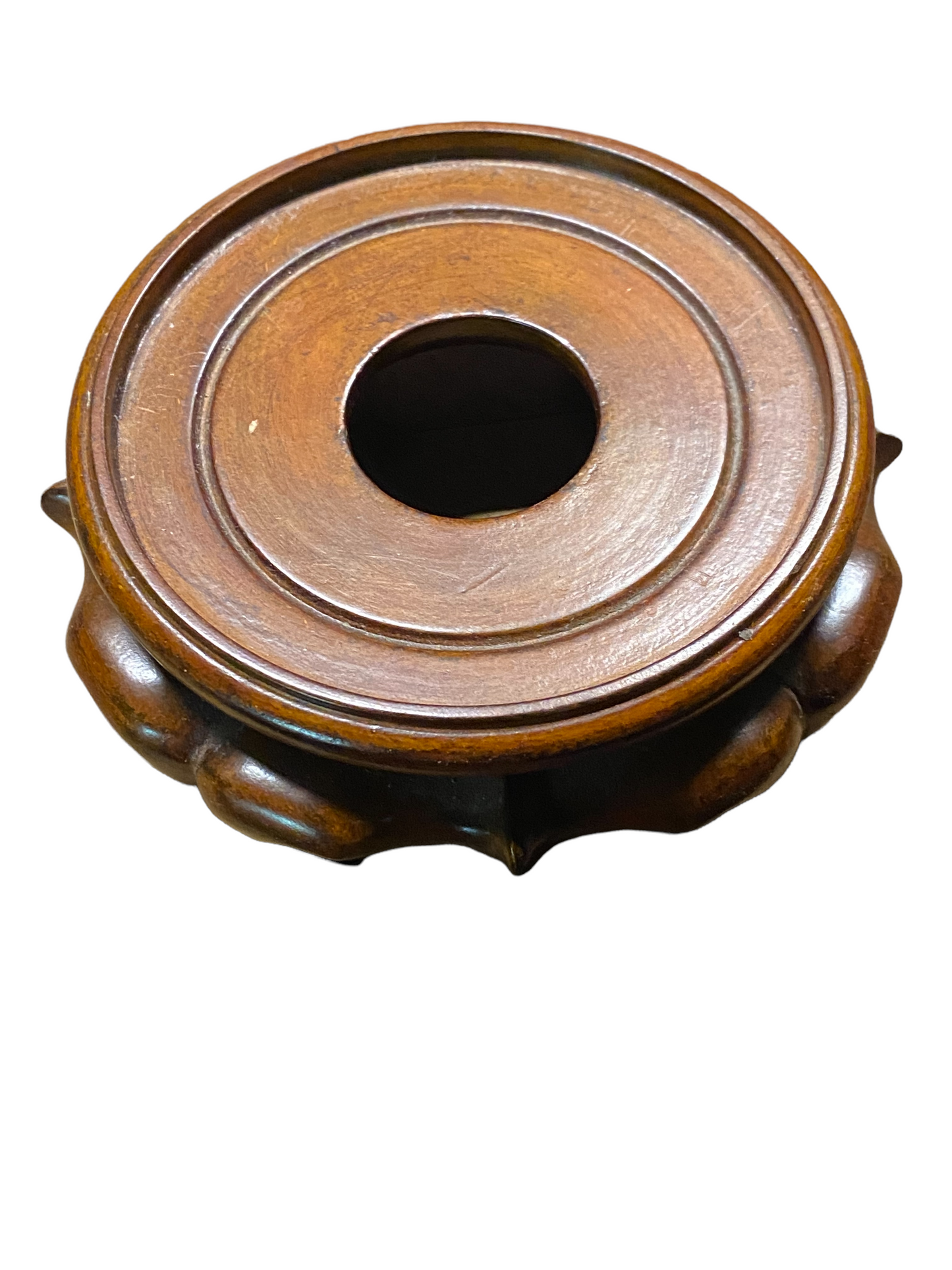 Vintage Chinese hand carved wood stand for pot round display fine antique