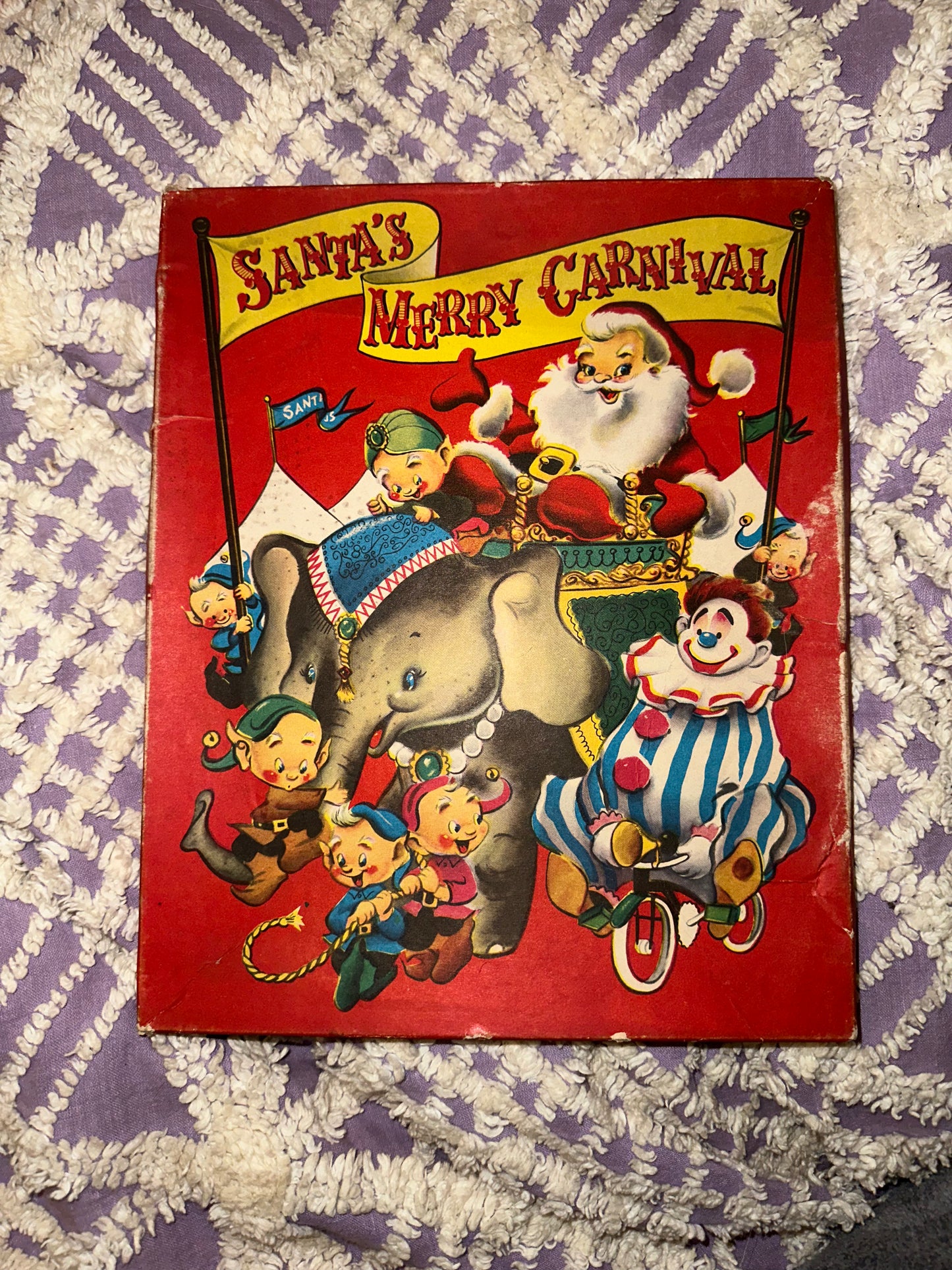 Vintage 1955 Santa’s Merry Carnival by Dorothy N. King Paperback Pop-Up Book w/ Original Box