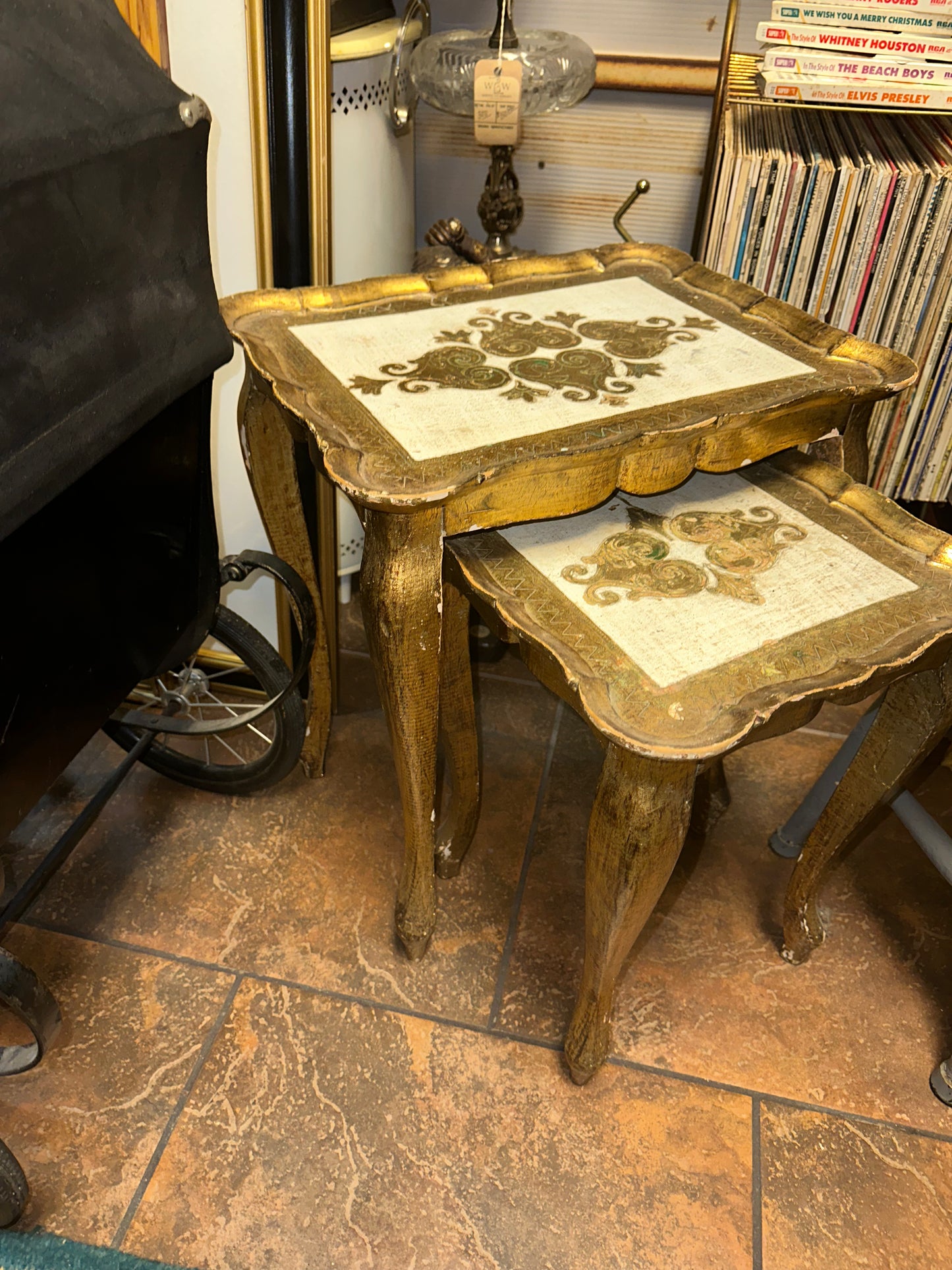 Vintage Florentine Hollywood Regency Italy Gold Gilt Nesting Tables