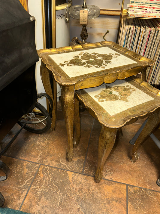 Vintage Florentine Hollywood Regency Italy Gold Gilt Nesting Tables