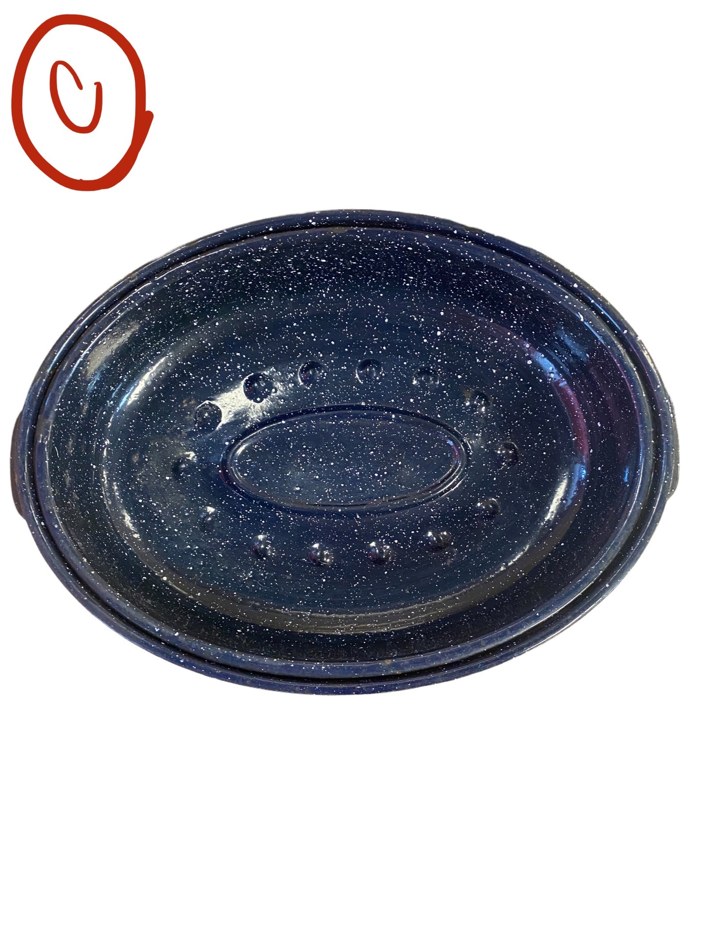 Vintage Speckled Enamelware Oval Roaster w/ Lid