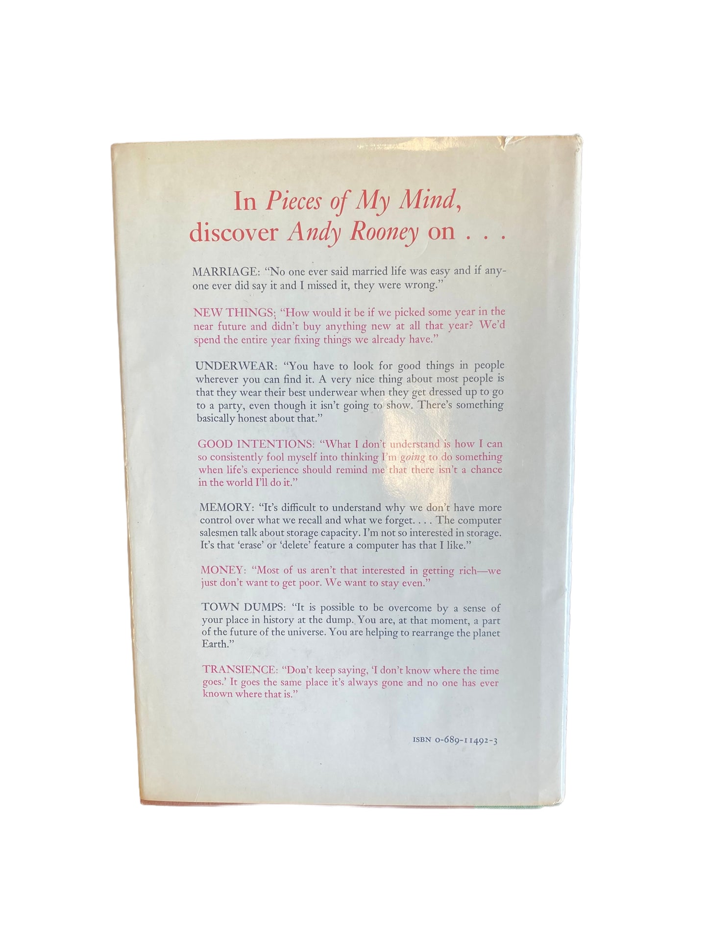 Pieces of My Mind, Pre-Owned Hardcover