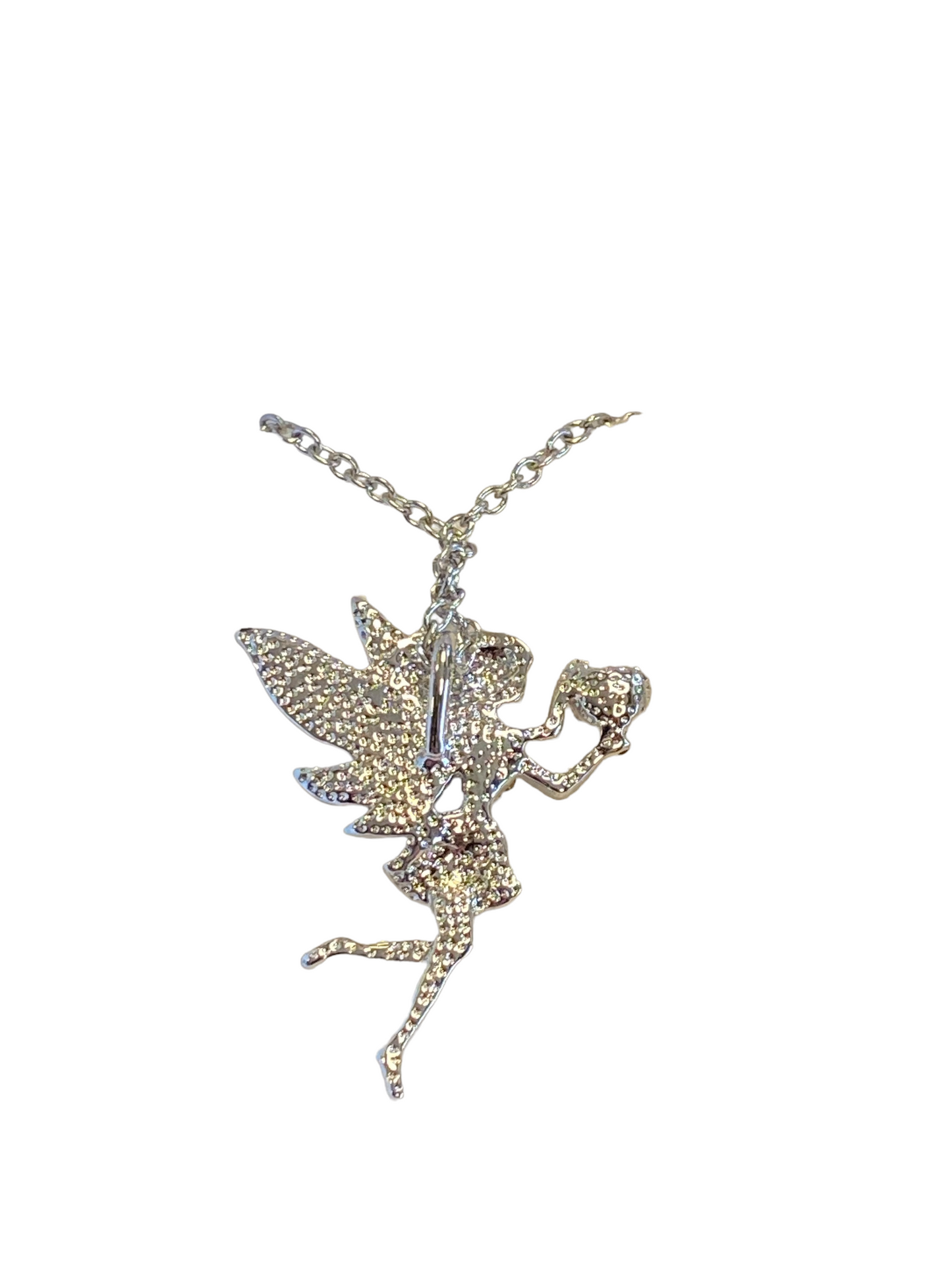 Fairy Necklace for Teen Girls ,Birthstone Pendant Gift for Girls White Gold Plated Austrian Crystal Jewelry Gift