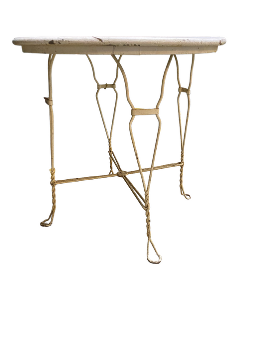 30” Round Vintage Table With Rod-iron Legs.