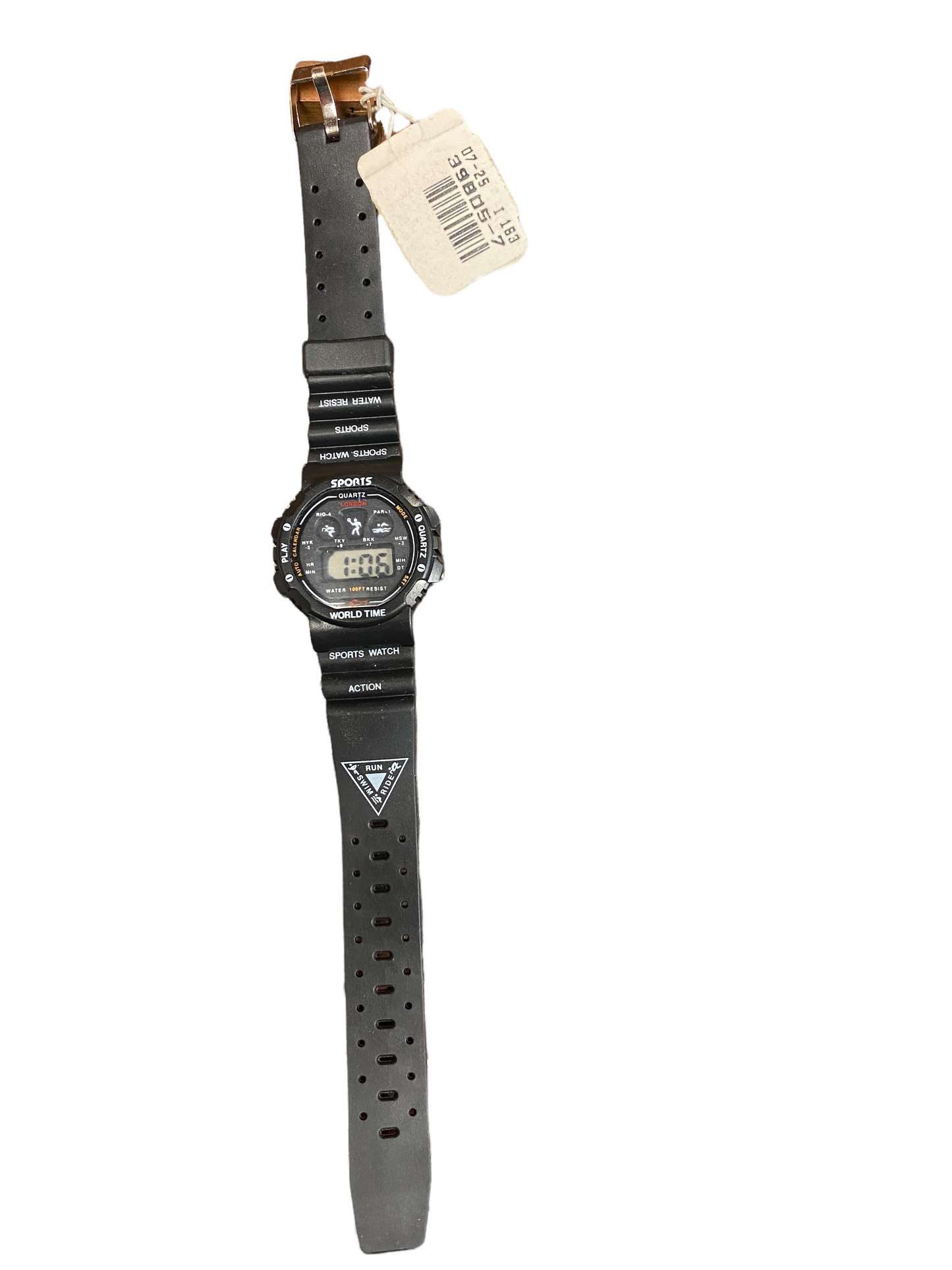 Sports World Time GMT O Digital Watch Auto Calendar Black Buckle Band Working