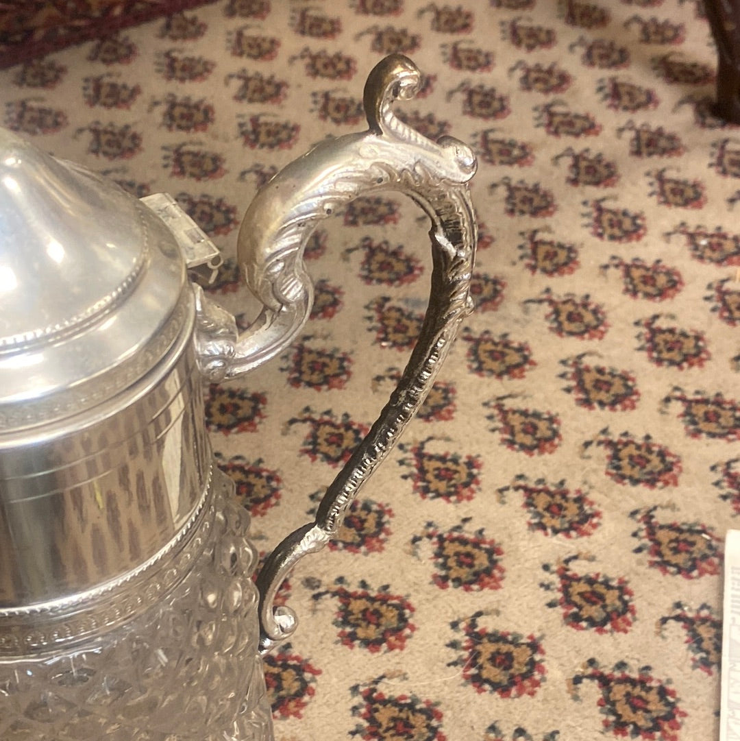 Vintage Crystal And Silver Pitcher