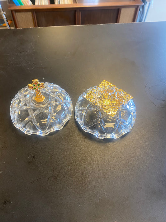 Killarney Crystal Rosary Trinket Box with Cross.