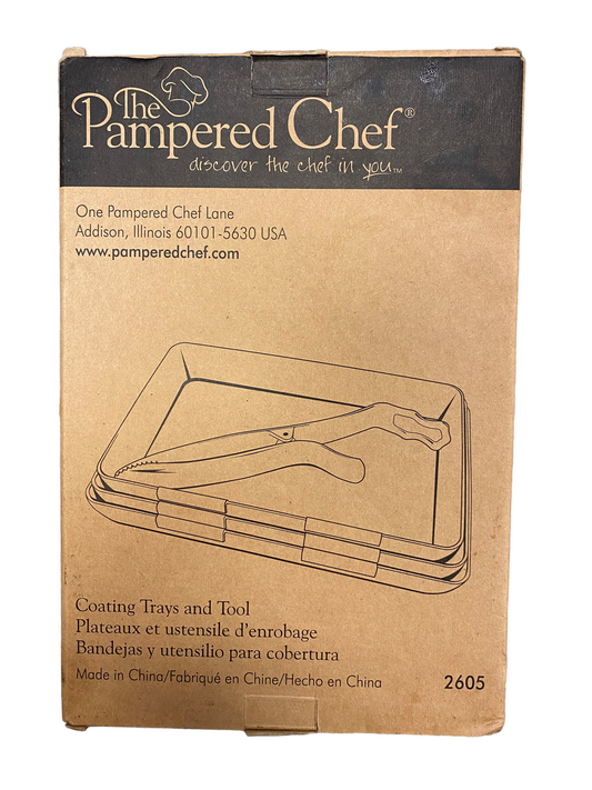 Pampered Chef Coating Interlocking Trays & Dipping Tongs Tool 2605 New