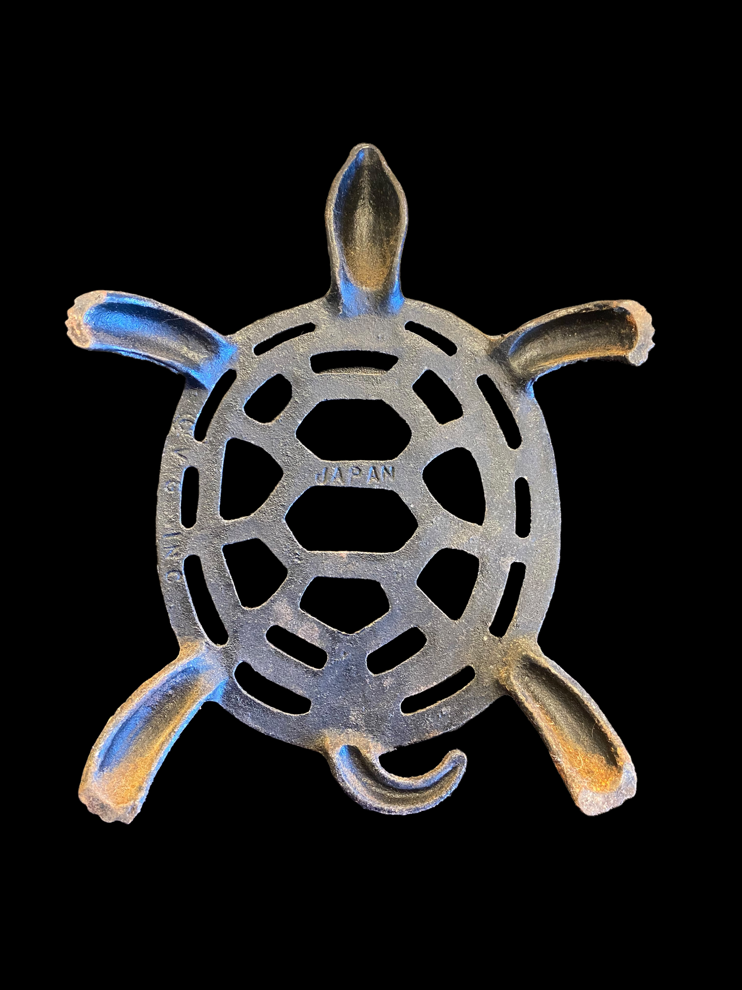 Vintage Heavy Black Cast Iron Turtle Trivet
