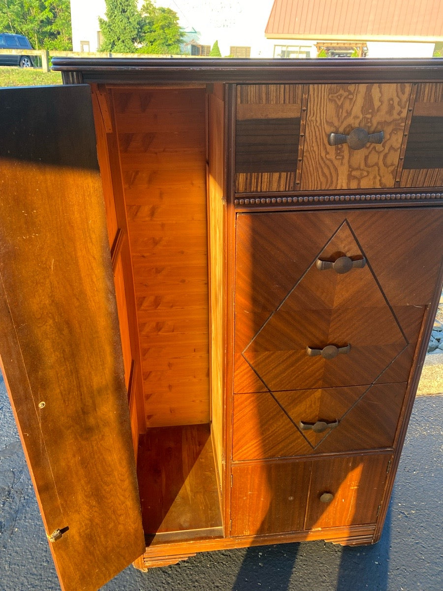 Vintage Art Deco Tall Chest/Wardrobe
