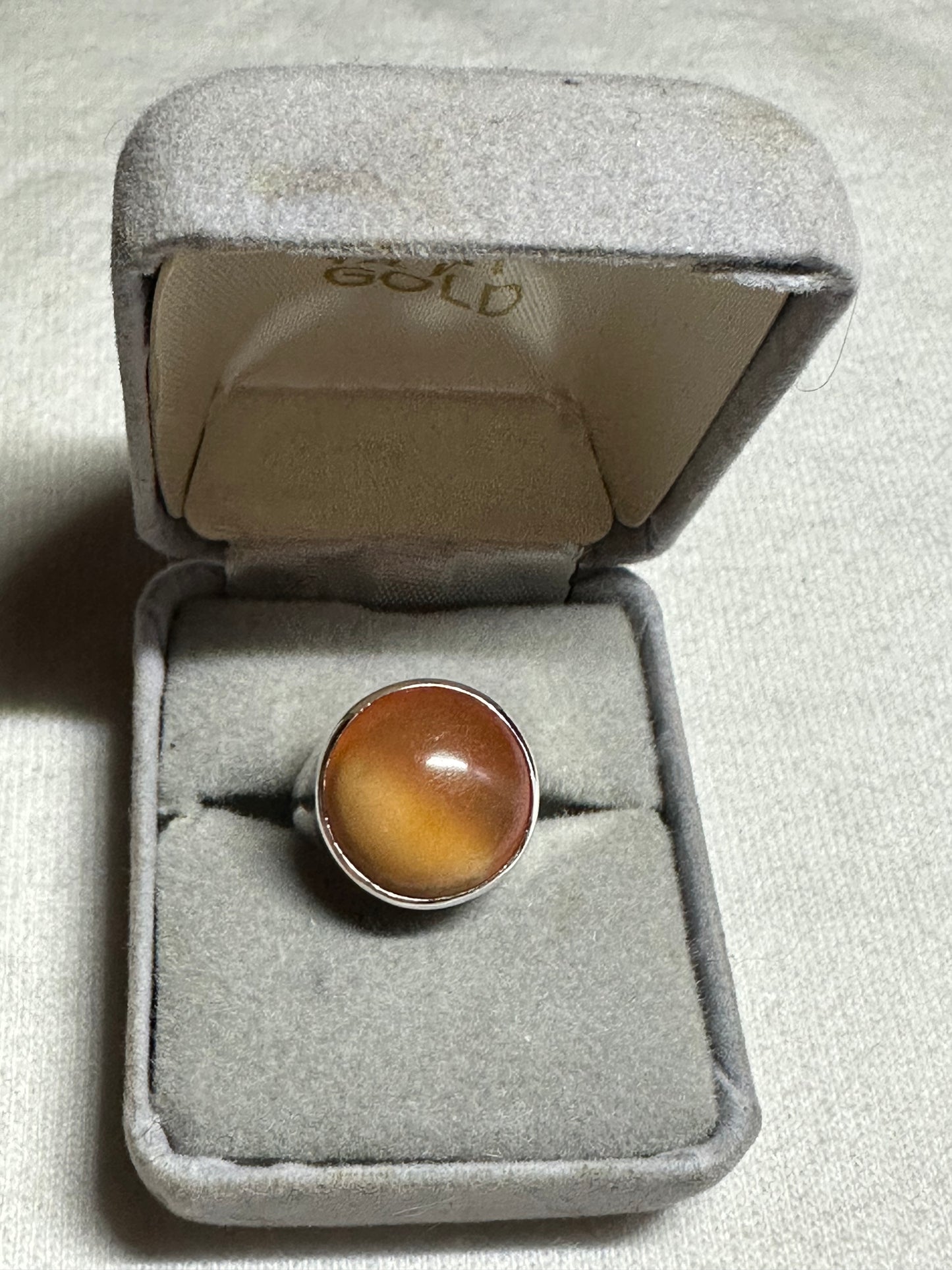 Vintage Orange Yemeni Aqeeq Sterling Silver .925 Ring