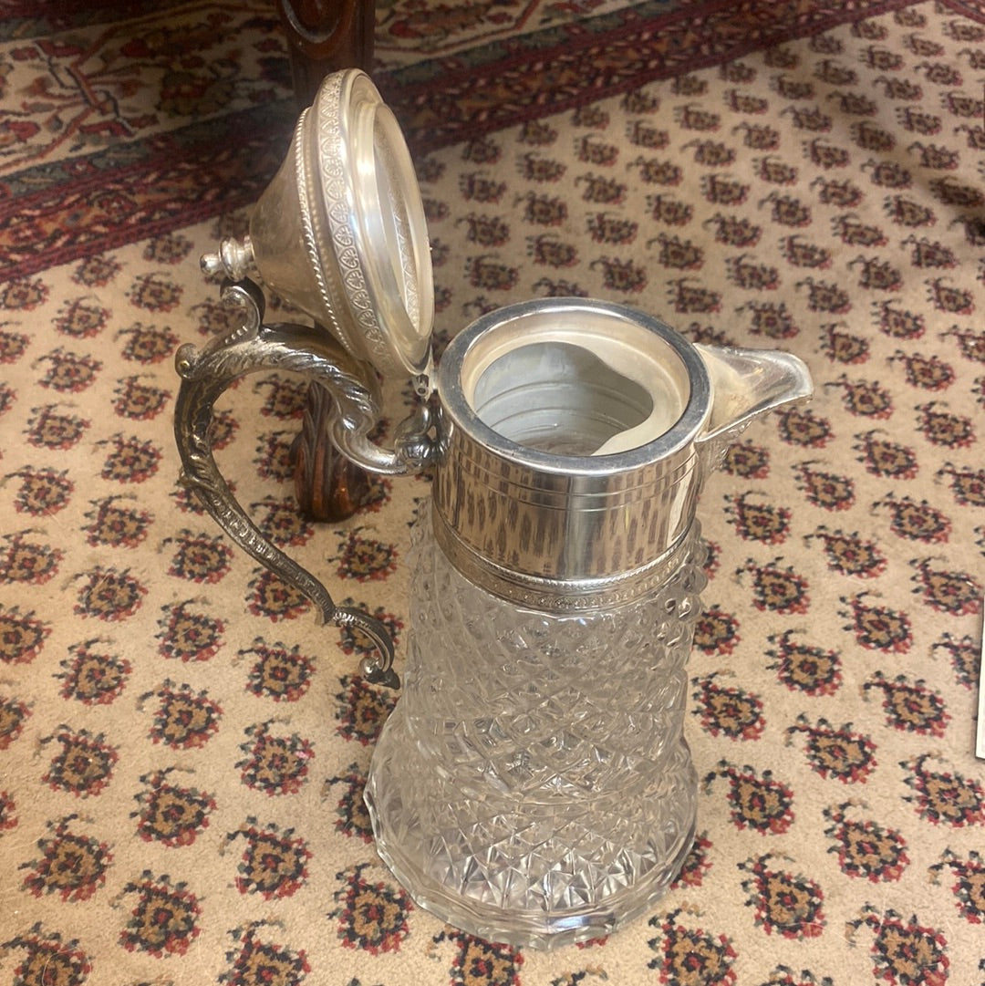 Vintage Crystal And Silver Pitcher