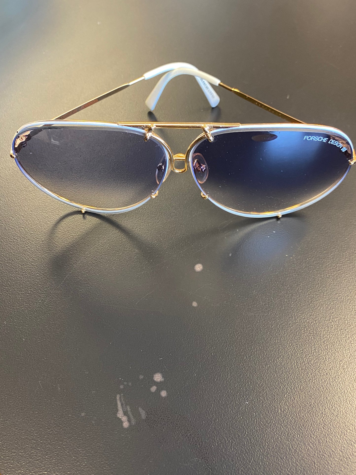 NWT Porsche Design 66 P8478 W Blue Gold Sunglasses