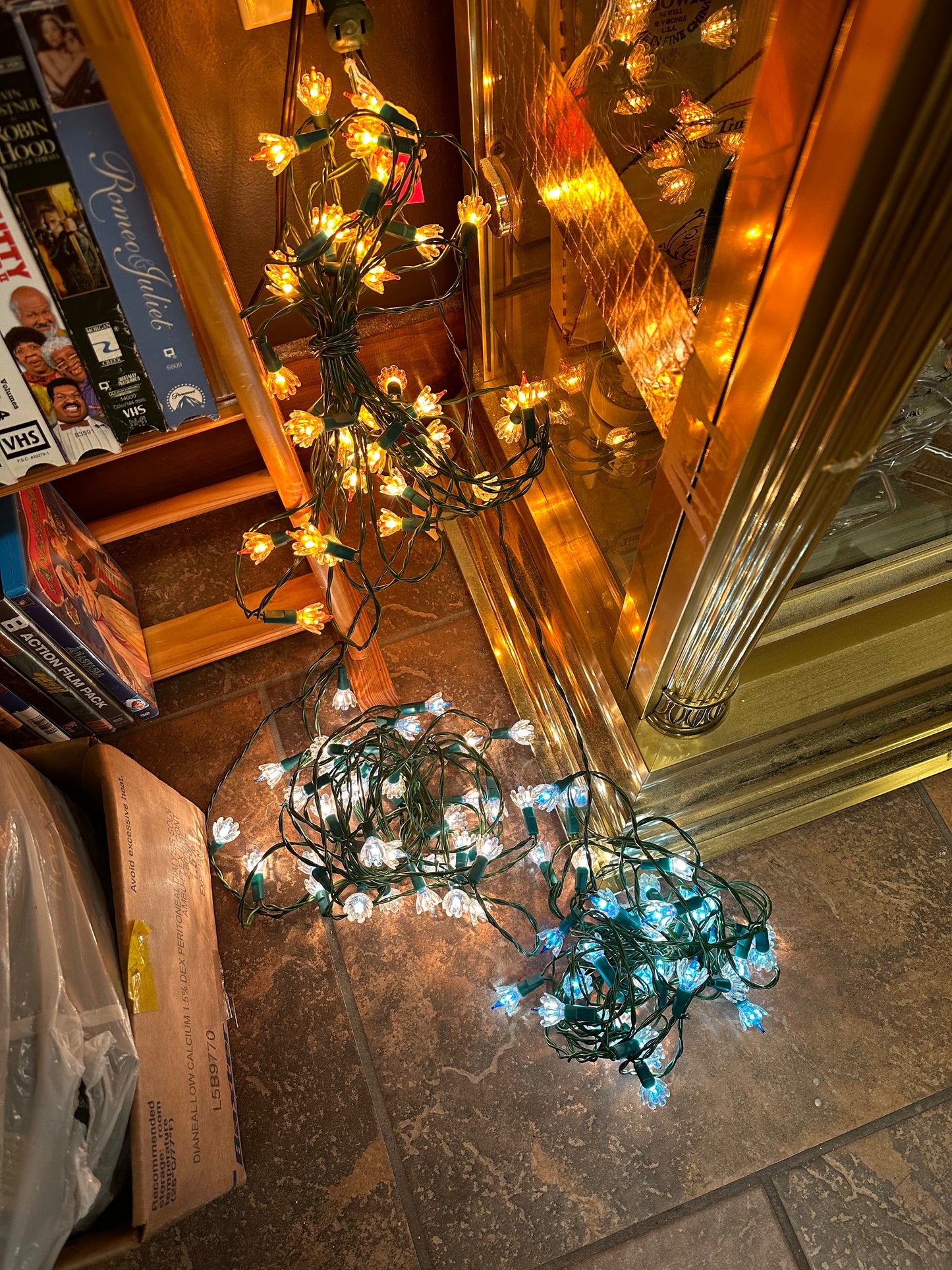 Vintage Christmas Holiday String Lights w/ Plastic Reflectors