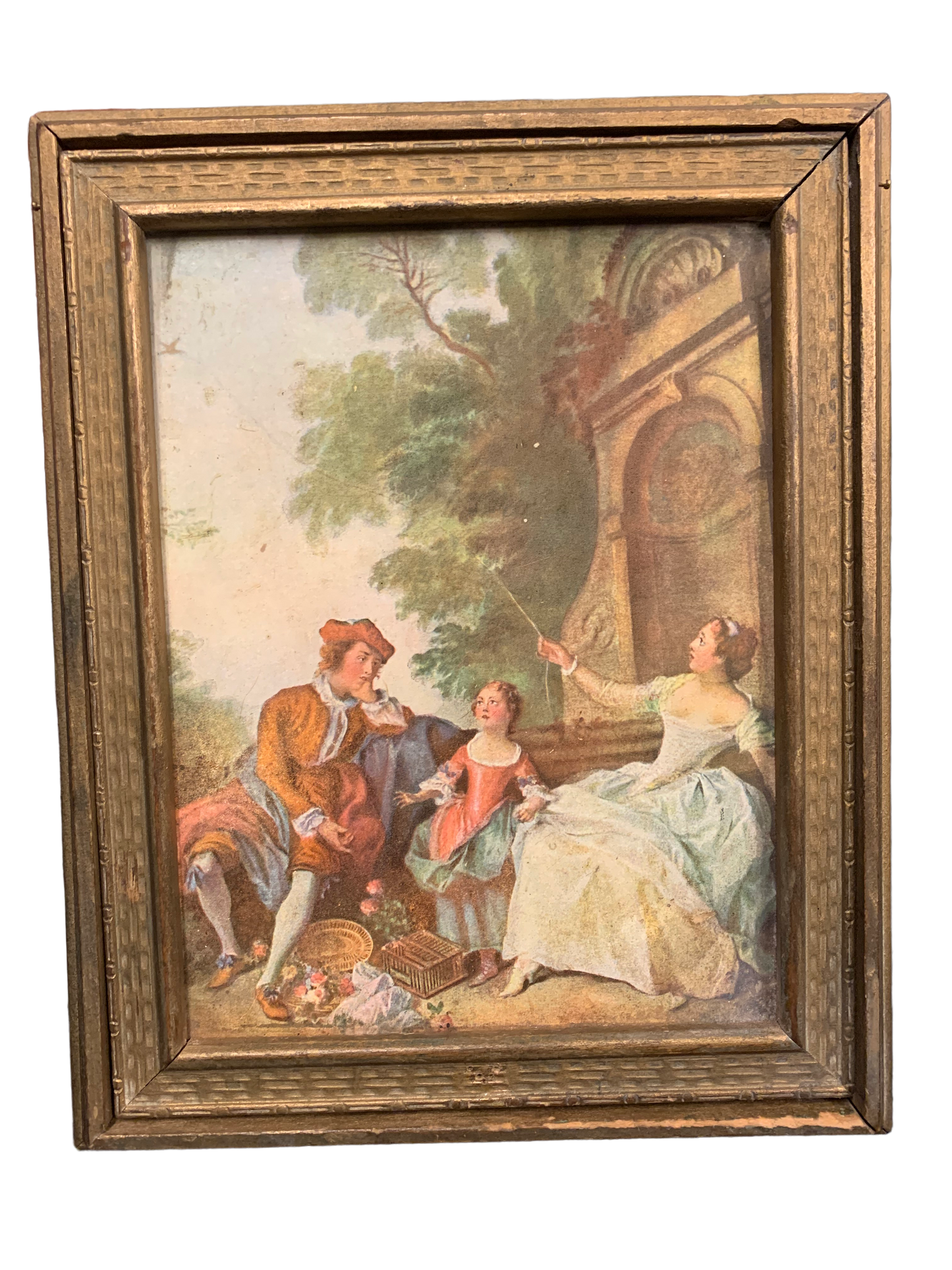 Jewelry Box w/ L'innocence Painting by Nicolas Lancret (1690-1743) 18th Century Silk Print