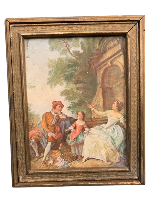 Jewelry Box w/ L'innocence Painting by Nicolas Lancret (1690-1743) 18th Century Silk Print