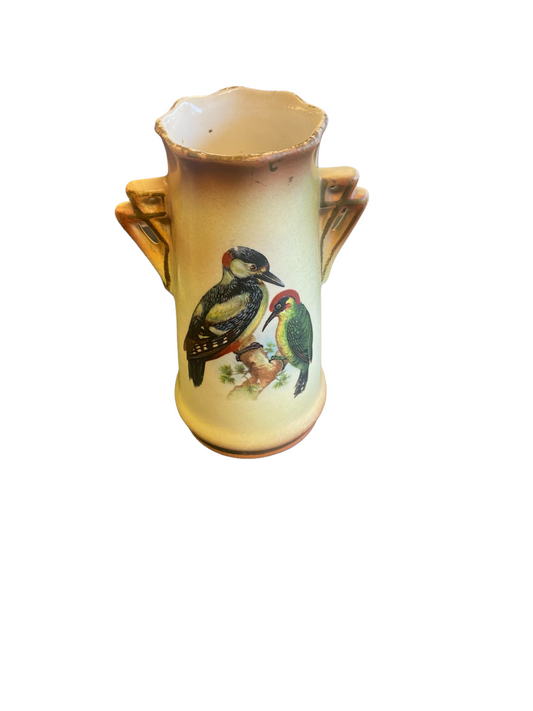 Vintage Vase Bird Design Red Stamp. Set of two