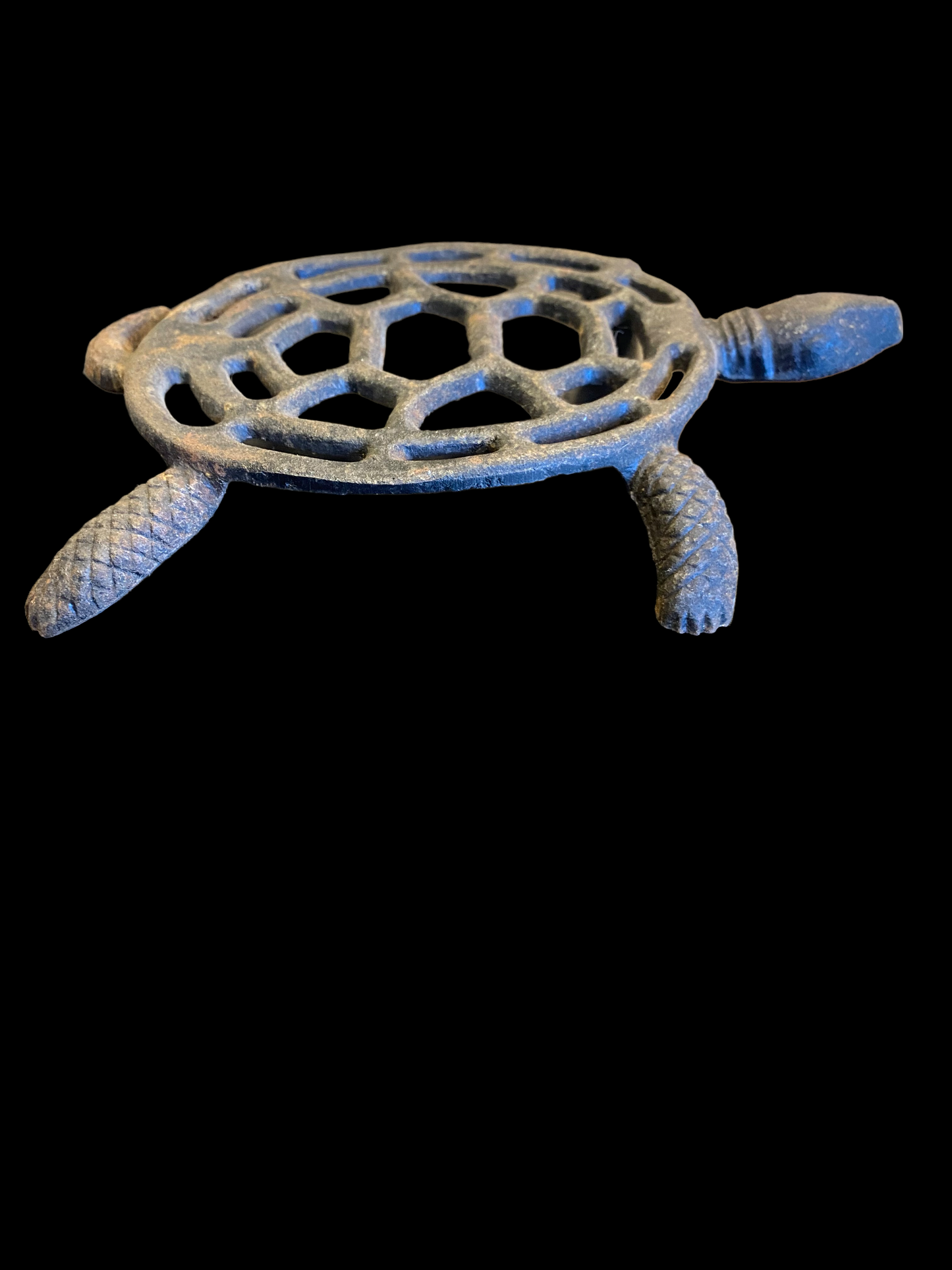 Vintage Heavy Black Cast Iron Turtle Trivet