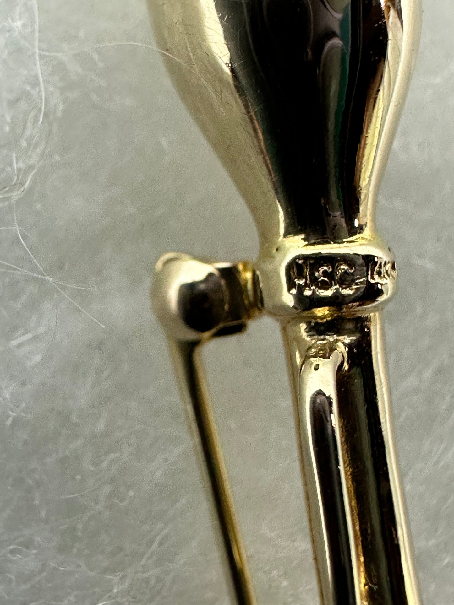 Antique Car Horn Lapel 14K Gold Pin
