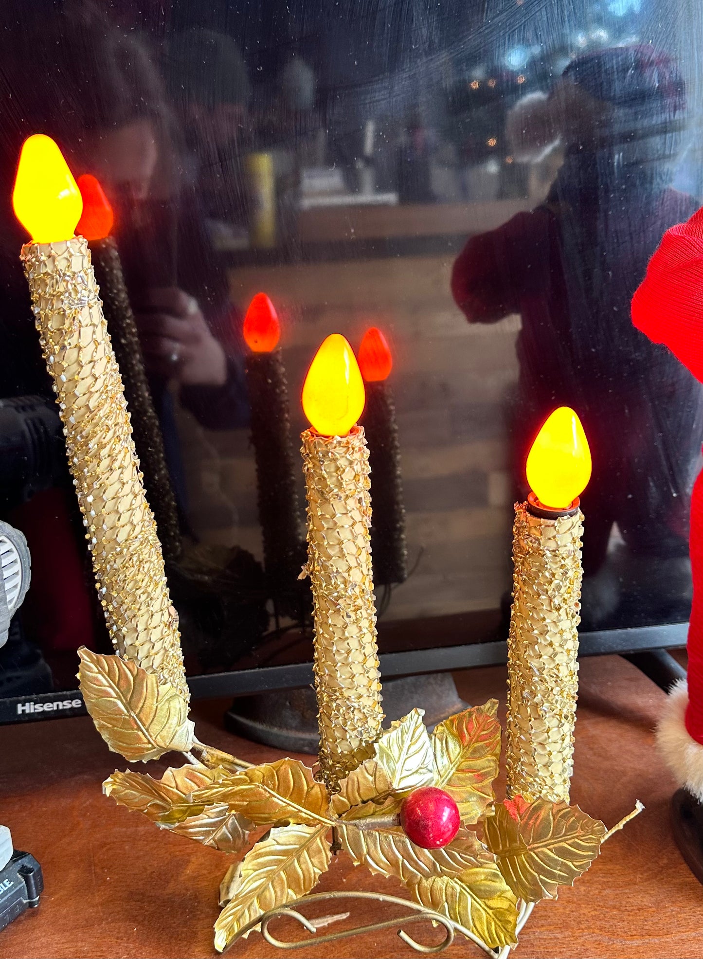 Vintage Mid-Century 3-Light Electric Christmas Candle Candelabra/Candolier Christmas Light
